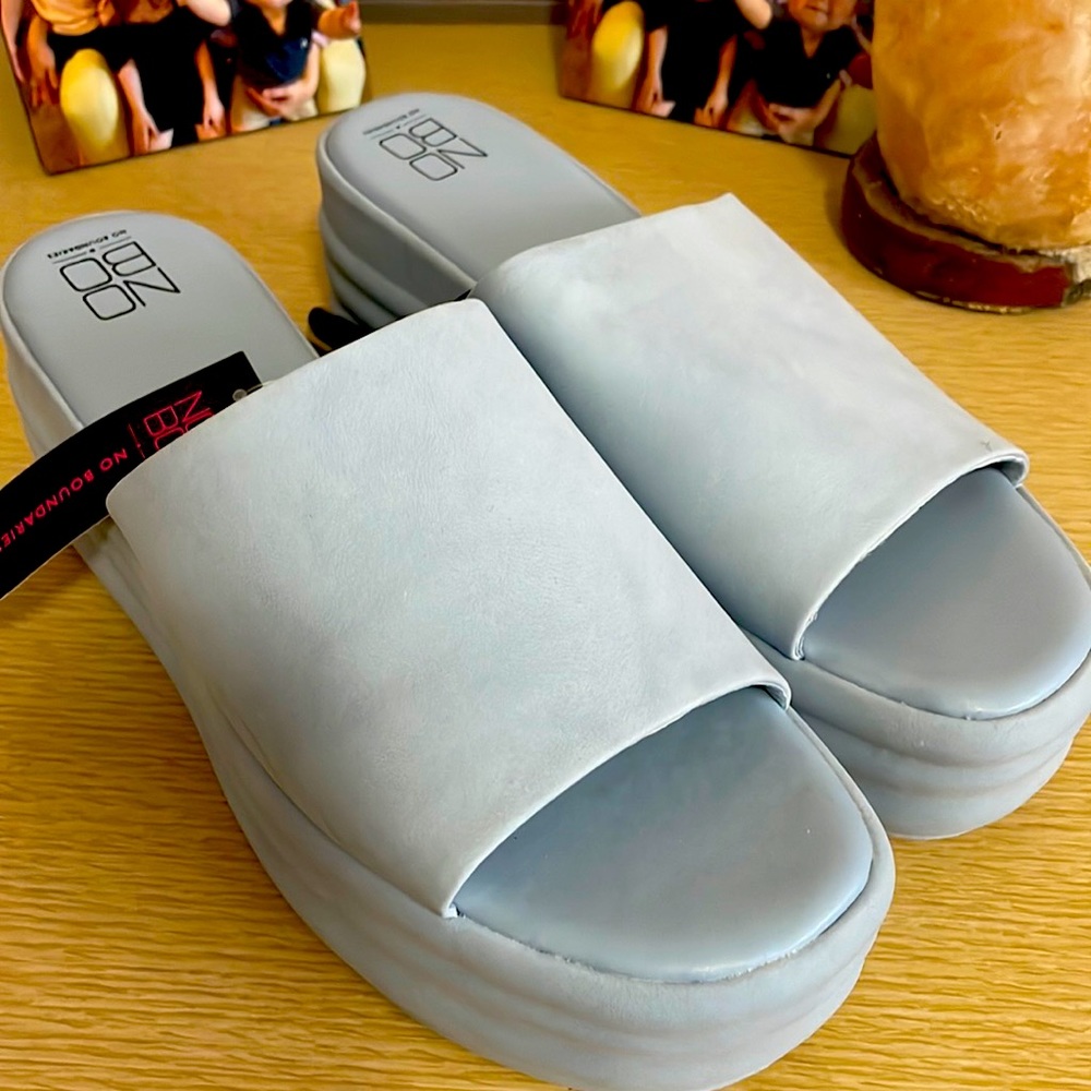 Baby blue platform sandals